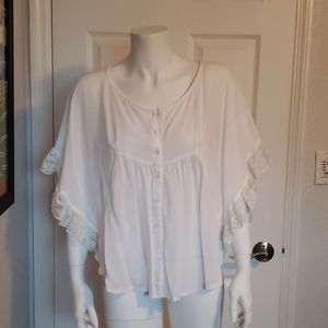Boho white blouse with lace detail